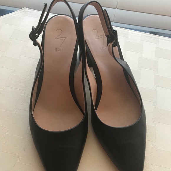 Edit Meera Black Leather Shoes Size 7m 